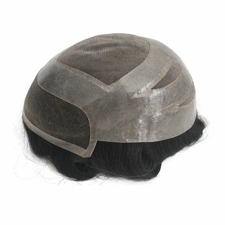 4 Holes Mono Top Base Natural Body Wave Human Hair Men Toupee With Front Lace Bleached