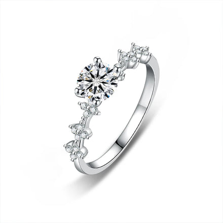 XJZ070 925 Sterling Silver Engagement Ring Classic Design Round Cubic Zirconia Wedding Ring for Women Jewelry Gift