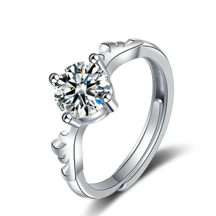 XJZ091 Luxury Women's 925 Sterling Silver Antler Moissanite Wedding Rings Girls Christmas Gifts Jewelry