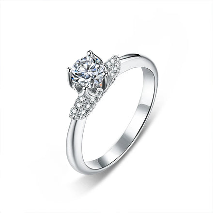 XJZ060 Classic Romantic Round Cut Diamond Ring Jewelry Moissanite Diamond 925 Sterling Silver Engagement Rings for Women