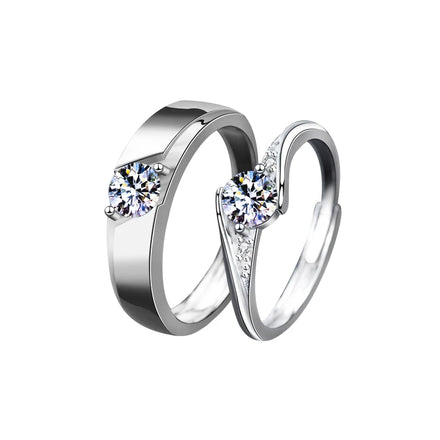XJZ095 925 Sterling Silver Diamond 0.5ct Moissanite Rings for Women Men Adjustable Couple Engagement Wedding Fine Jewelry