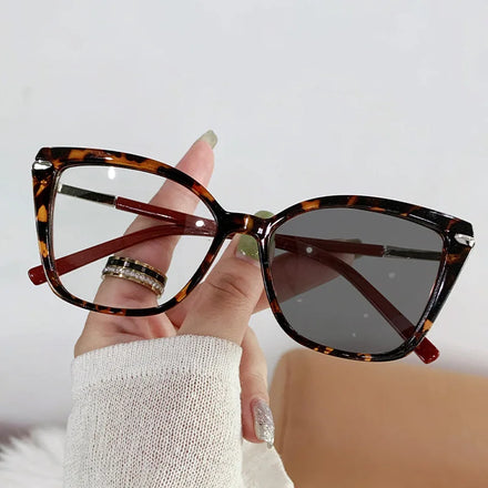 Fashion Cat Eye Anti Blue Light Blocking Glasses Photogray Photochromic Optical Glasses