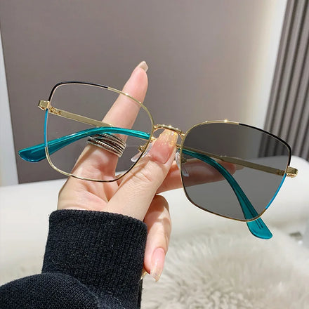 Anti Reflet Color Changing Metal Cat Eye Frame lunett photogray Anti Blue Light Women Eyeglasses Frame