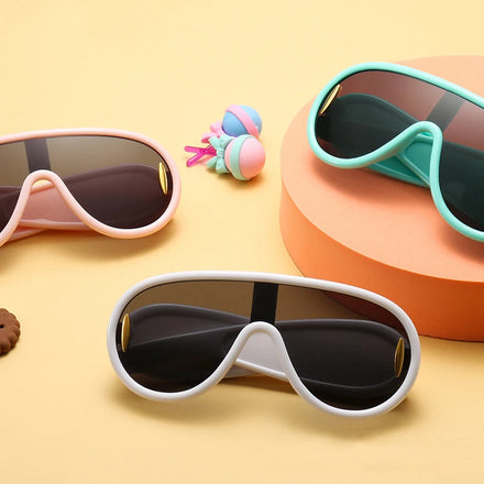 European and American Cute Children Eyeglasses Fashion Personality Trendy Hip Hop One Piece Frame Kids Sunglasses High Quality