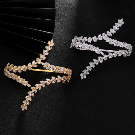 Luxury Fine Jewelry Wheat Ear Zircon Bracelet Shining Elegant Party Fine Bracelets Plant Wrapped Fashion Bracelets Bangles