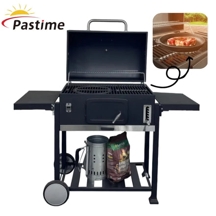 Heavy Duty XXL Big Steel Powder Coated Trolley Outdoor Barbecue Grill with 2 Wheels