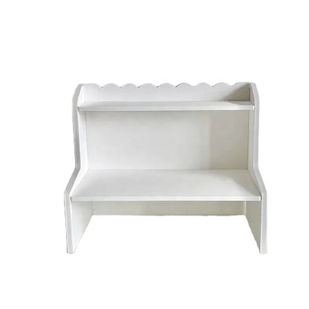 Sturdy Double-Tier Wooden Desktop Organizer Shelf White Finish Rectangle Storage Rack Dorm Home School Office Compact Storage