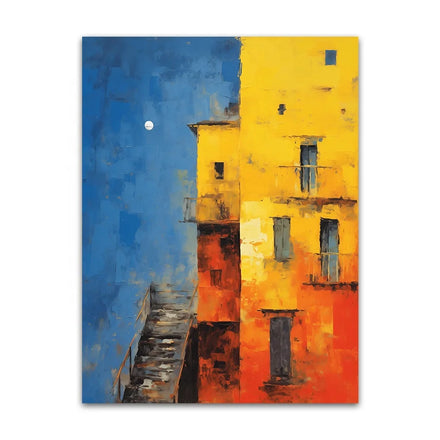 Custom Hot Sell Abstract Modern Loman Architecture Blue Yellow Acrylic Hand-painted Texture Wall Art for Hotel