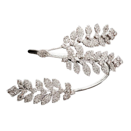 Luxury Stylish Plant Leaf Rhinestone Wrapped Stainless Steel Bracelet Women Flower Charm Fashion Bracelets Hand Fine Jewelry
