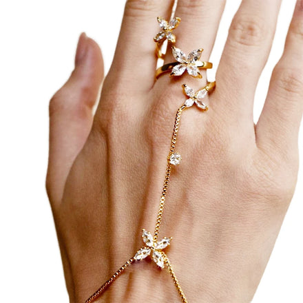 Simple Designer Zircon Flower Fashion Bracelets Women Elegant Plant butterfly Finger Fine Fashion Jewelry Bracelets Bangles