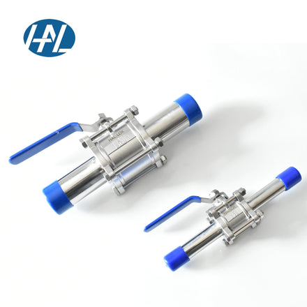 Grade EP/BA 316L Stainless Steel 3-Piece Manual Ball Valve 1000 PSI Normal Temperature Extended Butt Weld End for Gas OEM
