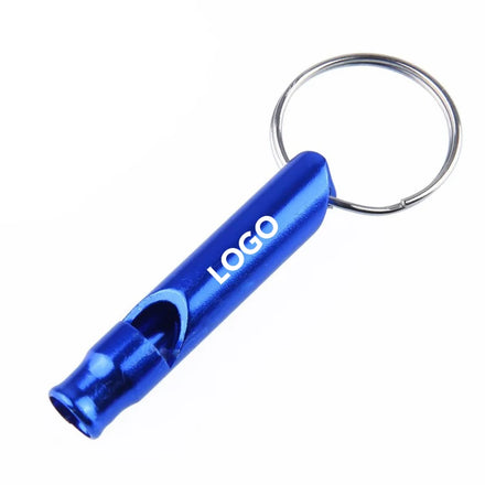 Custom Logo Aluminum Survival Safety Emergency Whistle Metal Keyring Keychain for Outdoor Event