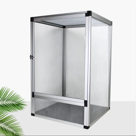 Silver Black Aluminum Large Vertical Airflow Wire Mesh Enclosure Pets Cage for Reptiles Bearded Dragons Plastic Screen Air