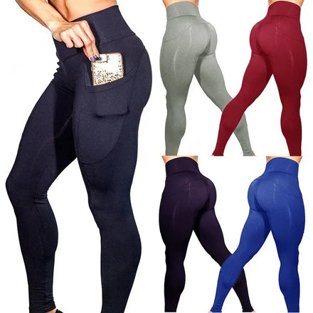Fitness Yoga Leggings for Women Breathable High Waist Leggings Push up Mujer With Pocket Leggins Para Mujer High Waist