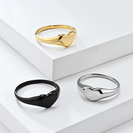 BM Non Tarnish Eco-friendly Gold Stainless Steel Heart Female Ring