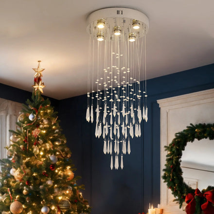 Modern Stainless Steel Crystal Chandelier Loft Apartment Staircase Illumination