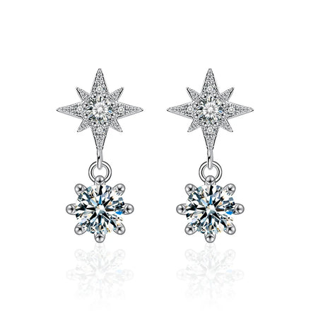 XEZ047 S925 Sterling Silver Moissanite Tassel Earrings Diamond Six-Pointed Star Dangle Drop Earrings for Female Elegant Jewelry