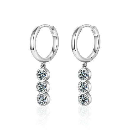 XEZ049 Hot Selling Vintage Moissanite Diamond Dangle Earrings Women's Ear Clip Hoop Jewelry