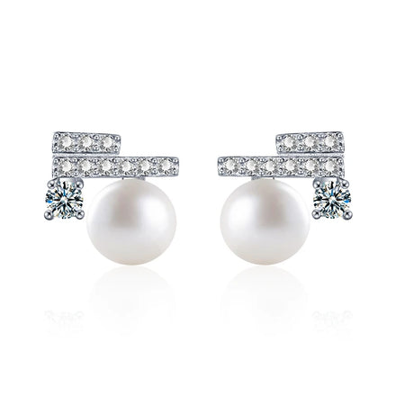 XEZ046 Women's Luxury Pearl Earrings Fashion Style 925 Sterling Silver Moissanite Diamond Earrings