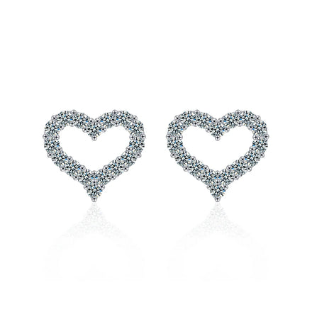 XEZ044 Full Moissanite Stud Earrings for Women Heart Shape 925 Silver Diamond Sparkling Earring Fashion Wedding Fine Jewelry