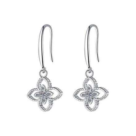 XEZ045 Four Leaf Clover Women's Moissanite Diamond Drop Earrings 925 Sterling Silver Jewelry Moissanite Earrings for Women