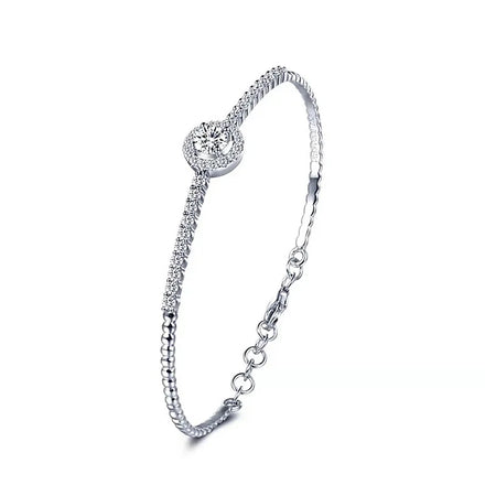 XFZ001 Classic Luxury Bead Fine Jewelry 0.5Ct Moissanite Tennis Bracelet Bangles for Women 925 Sterling Silver Adjustable