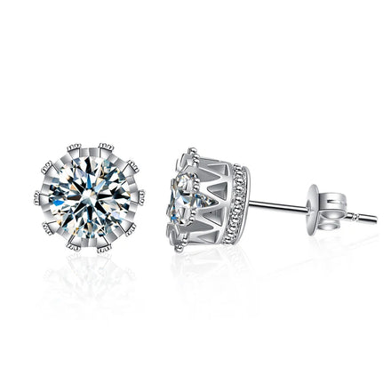XEZ053 Classic Moissanite Stud Earrings S925 Silver Brilliant Round Cut Created Diamond Wedding Engagement Earrings