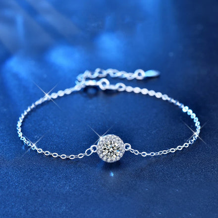 XRZ001 Wholesale Classic Adjustable Sterling Silver 925 VVS 0.5/1Ct Moissanite Fashion Bracelet Bangles for Women Fine Jewelry