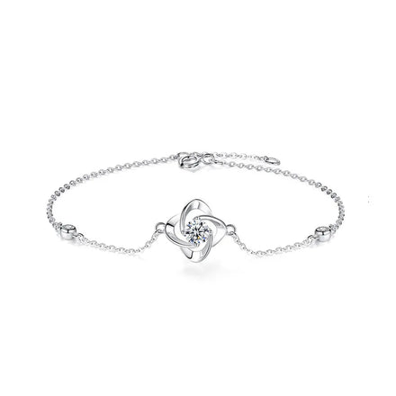 XRZ006 Luxury 925 Sterling Silver VVS 0.5 Ct Moissanite Fine Jewelry Flower Windmill Charm Fashion Bracelet for Women Gift