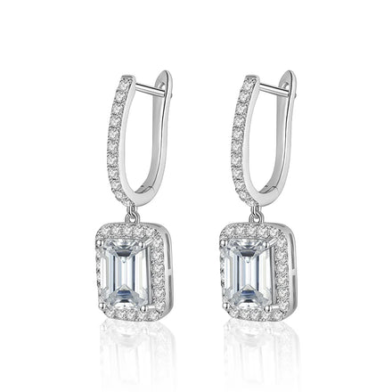 XKZ002 New Arrival Fashion Luxury Square Emerald Cutting 1Ct Moissanite 925 Sterling Silver Fine Jewelry Drop Earrings for Women