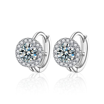 XKZ004 Moissanite Hoop Earrings for Women Wedding Bridal S925 Sterling Silver Couples Stud Earring Anniversary Gift