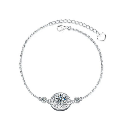 XRA004 925 Sterling Silver Ice Cut VVS 0.5 Ct Round Moissanite Diamond Charm Luxury Summer Fine Jewelry Bracelet for Women
