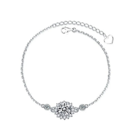 XRA001 Classic Custom Fine Jewelry 925 Sterling Silver Luxury Flower Snowflake 1Ct Moissanite Bracelet for Women Valentine Gift