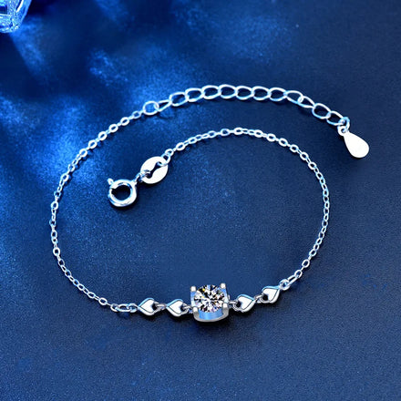 XRZ008 Korean Fashion Luxury Classic 925 Sterling Silver Fine Jewelry 0.5 Carat Moissanite Bracelet for Women Party Wedding