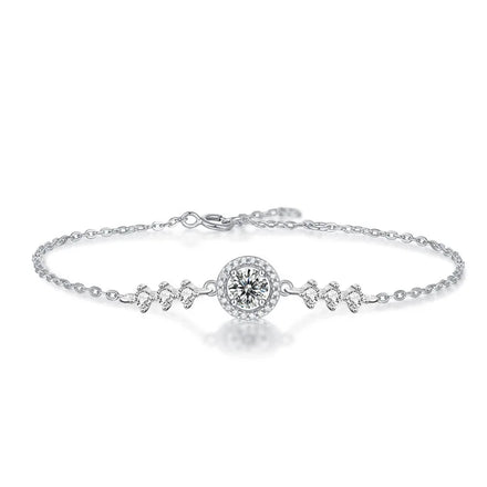 XRZ003 Europe Classic Fashion Fine Jewelry 925 Sterling Silver Round Halo Charm 1Ct Moissanite Bracelet for Women Gift
