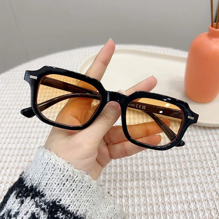 New Fashion Trendy Sunglasses Unisex Wholesale Rice Nail Small square Frame Sunglasses Custom LOGO Clear Lens Retro Sun Glasses