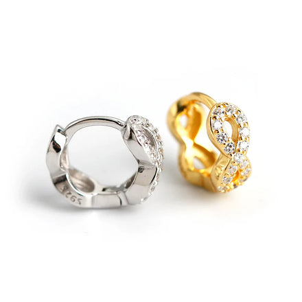 EH1097 Sterling Silver Diamond Infinity Hoop Earrings Number 8 Shape Gold Plated CZ Earring Jewelry