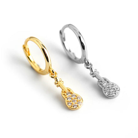 EH1051 Women Fashion Elegant Earring 925 Sterling Silver Guitar Pendant Drop Earrings