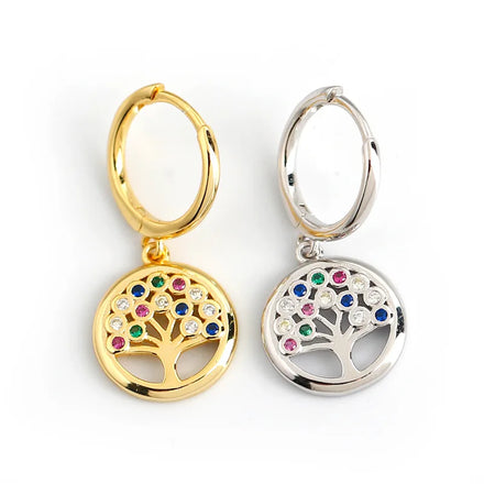 EH1096 925 Sterling Silver Peace Tree Stud Earrings for Women Bohemia Party Wedding Jewelry Accessories