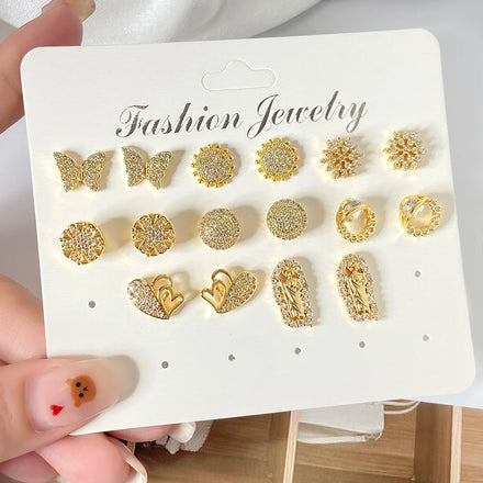 Foxi Ready to Ship Fashion Stud Earrings for Women Wholesale Zircon Snowflake Flower Earrings