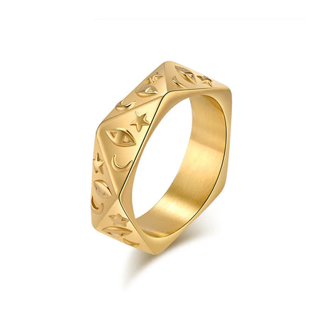 Beimai OEM Ring Wholesale New Star Moon Eye Hip-hop Waterproof Stainless Steel Ring