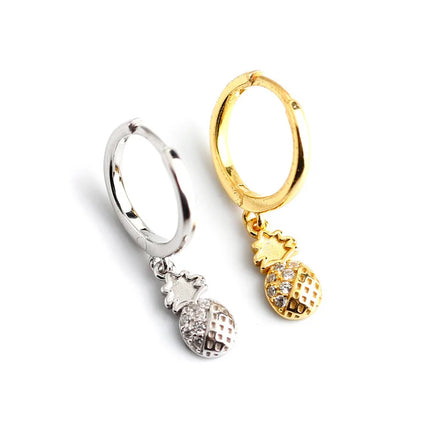 EH1087 Trendy Cute Fruit Dangle Earrings Hoop Gold Plated 925 Sterling Silver Pineapple Earrings Women