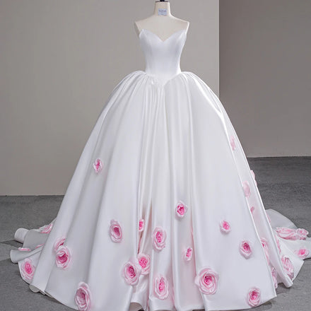Jancember SFY53 Fashion Sleeveless Ball Gown Bridal Wedding Dresses With 3d Flower