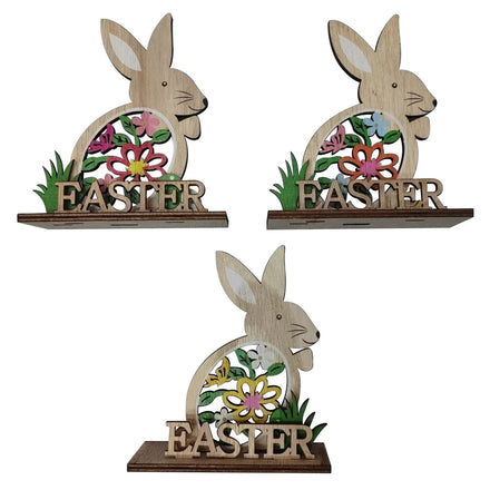 Pafu Easter Hanging Decorations Wooden Flower Bunny Egg Door Signs Happy Easter Pendent Ornaments for Home Decor