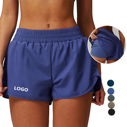 Pocket Nude Quick Dry Yoga Shorts Two-Piece Sports Hip-Lifting Shorts Running Fitness Yoga Pants