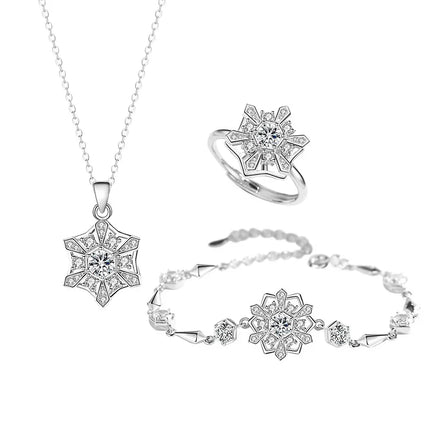 LIMING Fashion S925 Sterling Silver 5A Cubic Zirconia Snowflake Pendant Necklace Christmas Fine Jewelry Women Female Gift
