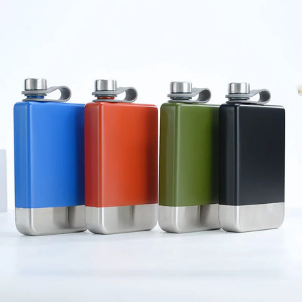 Print Alcohol Japanese Personalised Wholesale Custom Whiskey Logo Camping Black Gift Flat Stainless Steel Hip Flask