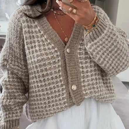 Fashion Spring Autumn Casual Long Sleeve Thin V-neck Women's Knitted Cardigan Sweaters