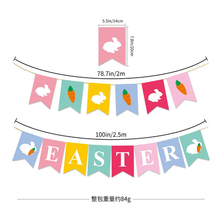 Easter Themed Flag Decoration HAPPY EASTER Banner Bunny Carrot Costume Party Favor