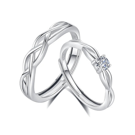 FDJZ-160 Romantic Silver Adjustable Opening Couple Rings Classic Fashion for Men Women for Weddings Parties Rhodium Plated